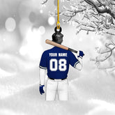 Artparel Personalized Baseball Ornament Christmas Tree Decoration Custom Baseball Christmas Ornament 2D Shape Flat Baseball Lover Gifts Beginner Baseball Players Ornament Gift (BB 4)